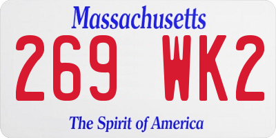 MA license plate 269WK2