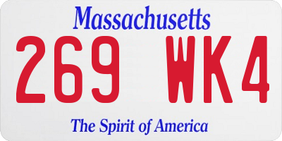 MA license plate 269WK4