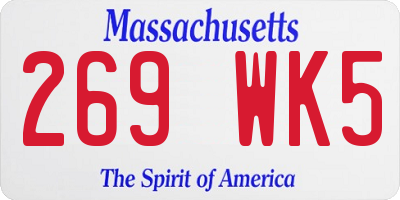 MA license plate 269WK5
