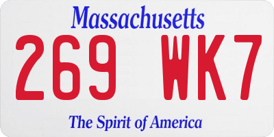MA license plate 269WK7