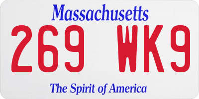 MA license plate 269WK9