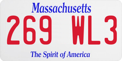 MA license plate 269WL3