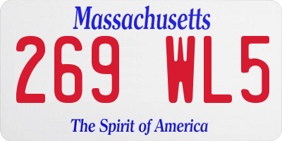 MA license plate 269WL5