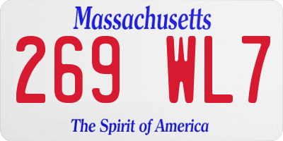 MA license plate 269WL7