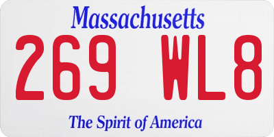 MA license plate 269WL8