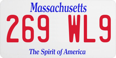 MA license plate 269WL9