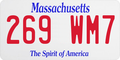 MA license plate 269WM7