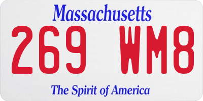 MA license plate 269WM8