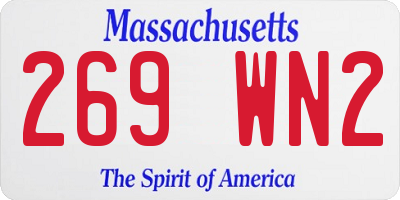 MA license plate 269WN2