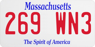 MA license plate 269WN3