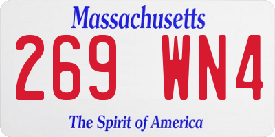 MA license plate 269WN4