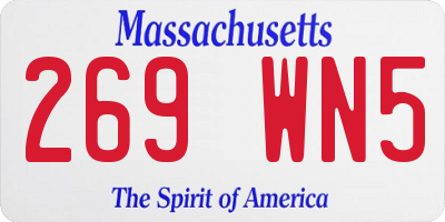 MA license plate 269WN5