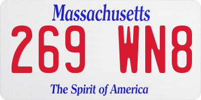 MA license plate 269WN8