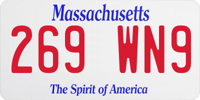 MA license plate 269WN9