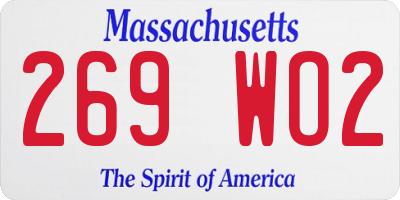MA license plate 269WO2