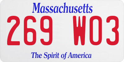 MA license plate 269WO3