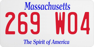 MA license plate 269WO4