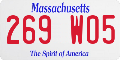 MA license plate 269WO5