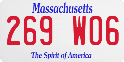MA license plate 269WO6