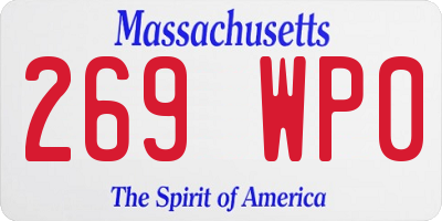 MA license plate 269WP0
