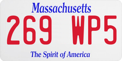 MA license plate 269WP5
