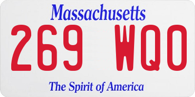MA license plate 269WQ0