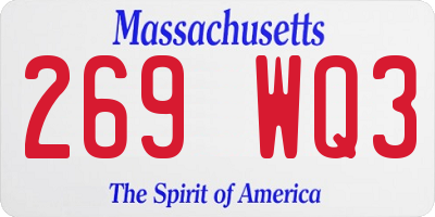 MA license plate 269WQ3