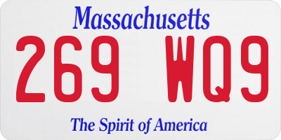 MA license plate 269WQ9