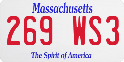 MA license plate 269WS3