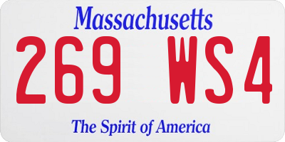 MA license plate 269WS4
