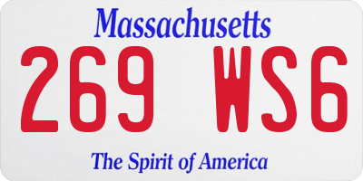 MA license plate 269WS6