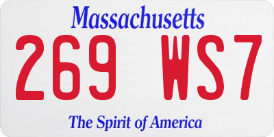 MA license plate 269WS7