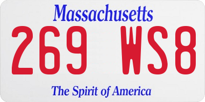 MA license plate 269WS8
