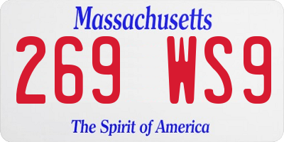 MA license plate 269WS9