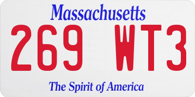 MA license plate 269WT3