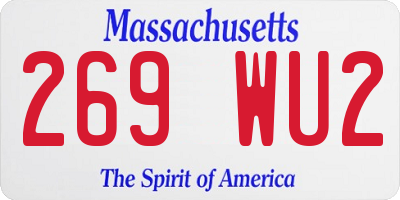 MA license plate 269WU2