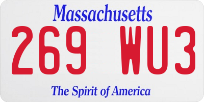 MA license plate 269WU3