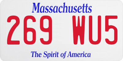 MA license plate 269WU5