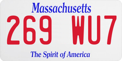 MA license plate 269WU7