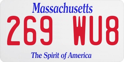 MA license plate 269WU8