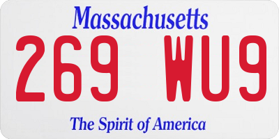 MA license plate 269WU9
