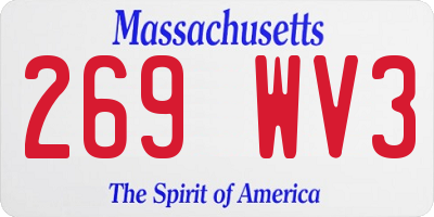 MA license plate 269WV3