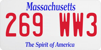 MA license plate 269WW3
