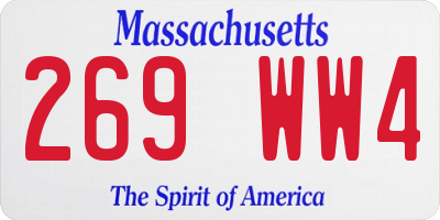 MA license plate 269WW4