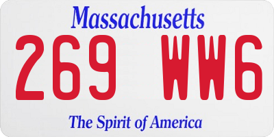MA license plate 269WW6