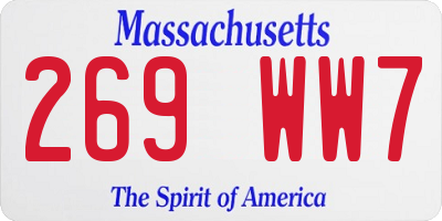 MA license plate 269WW7