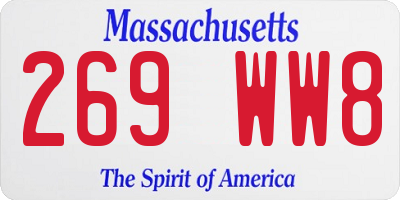 MA license plate 269WW8