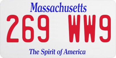 MA license plate 269WW9