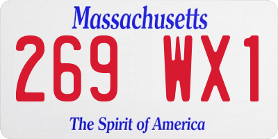 MA license plate 269WX1