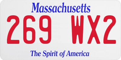MA license plate 269WX2